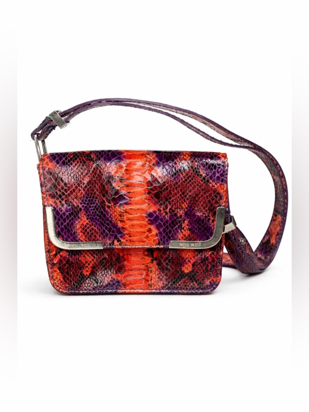 Nine West Y2K Snakeskin Mini Bag Purple‎ Shoulder Statement Bag